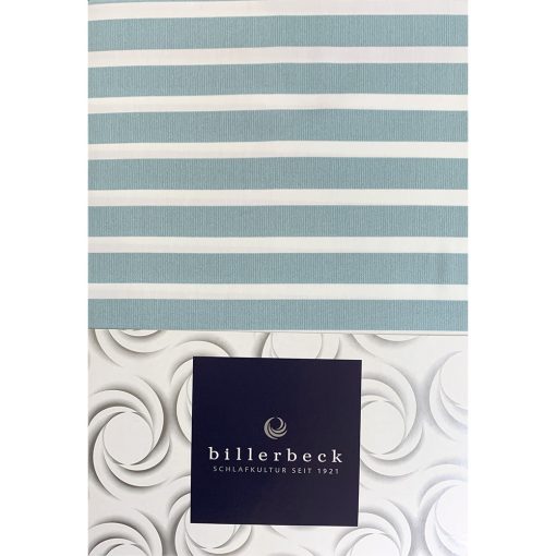 Billerbeck Bianka 2-piece cotton-satin bed linen set - green white/blue stripes