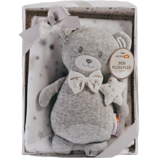 Naturtex Baby Design blanket - with grey teddy bear plush